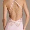 Vestido de gasa Emmeline con cuello vuelto y espalda abierta en rosa bebé
