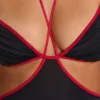 Vestido de noche Bella con ribete en contraste y aberturas en negro