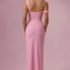 Vestido de novia con corsé drapeado de malla Naelle en rosa algodón de azúcar