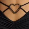 Vestido Demelza de manga larga y escote corazón en negro
