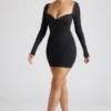 Vestido Demelza de manga larga y escote corazón en negro