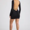 Vestido Demelza de manga larga y escote corazón en negro