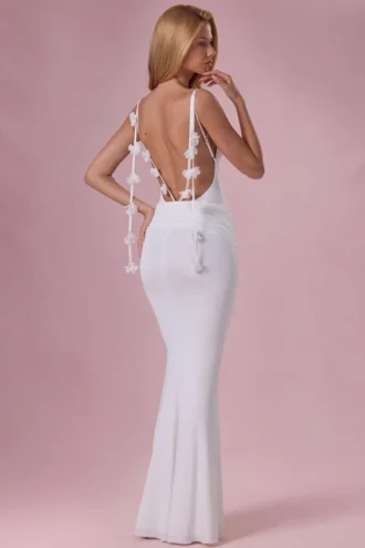 Vestido drapeado de jersey Alora en blanco