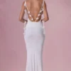 Vestido drapeado de jersey Alora en blanco