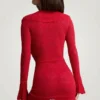 Vestido Jolessa de punto calado con volantes en rojo escarlata
