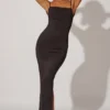 Vestido largo ajustado con fruncidos Ryatt en negro