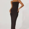 Vestido largo ajustado con fruncidos Ryatt en negro