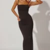 Vestido largo ajustado con fruncidos Ryatt en negro