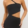 Vestido largo asimétrico con aberturas de jersey Kalina en negro