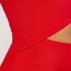Vestido largo asimétrico con aberturas Kalina en jersey rojo escarlata