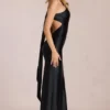 Vestido largo asimétrico con lazo en la espalda «Adelina» en negro
