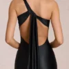 Vestido largo asimétrico con lazo en la espalda «Adelina» en negro