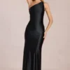 Vestido largo asimétrico con lazo en la espalda «Adelina» en negro