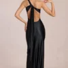 Vestido largo asimétrico con lazo en la espalda «Adelina» en negro