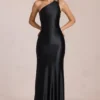 Vestido largo asimétrico con lazo en la espalda «Adelina» en negro