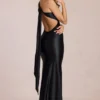 Vestido largo asimétrico con lazo en la espalda «Adelina» en negro