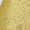 Vestido largo asimétrico semitransparente con adornos de Kerra en amarillo