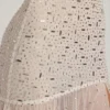 Vestido largo asimétrico semitransparente con adornos Kerra en blanco