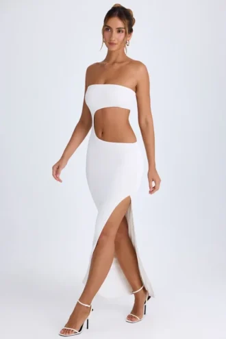 Vestido largo bandeau con aberturas Kaikoa en blanco