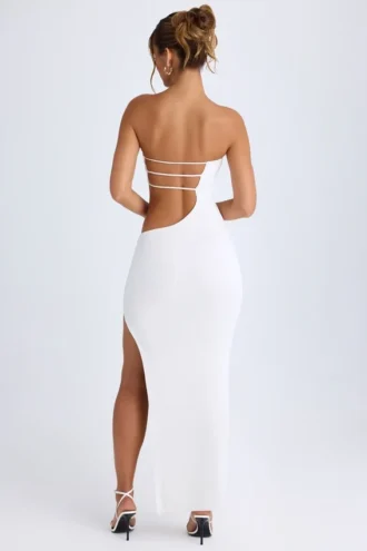 Vestido largo bandeau con aberturas Kaikoa en blanco