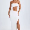 Vestido largo bandeau con aberturas Kaikoa en blanco