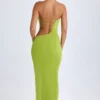 Vestido largo bandeau con aberturas Kaikoa en verde pera