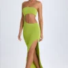 Vestido largo bandeau con aberturas Kaikoa en verde pera