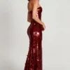 Vestido largo bandeau con adornos 3D de Nottola en rojo