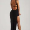 Vestido largo bandeau con adornos Belgravia en negro