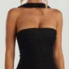 Vestido largo bandeau con adornos Belgravia en negro