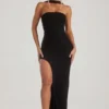 Vestido largo bandeau con adornos Belgravia en negro
