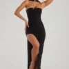 Vestido largo bandeau con adornos Belgravia en negro