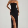 Vestido largo bandeau con adornos Belgravia en negro