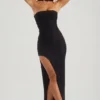 Vestido largo bandeau con adornos Belgravia en negro