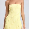 Vestido largo bandeau con volantes Nevali en color sorbete de limón