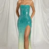 Vestido largo bandeau Maelle en azul degradado