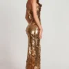 Vestido largo bandeau Nottola con adornos 3D en dorado