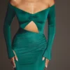 Vestido largo con aberturas Audra en verde esmeralda