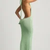 Vestido largo con cuello halter de bouclé Mirri en color menta