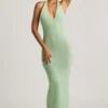 Vestido largo con cuello halter de bouclé Mirri en color menta