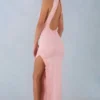 Vestido largo con cuello halter de modal Cataleya en rosa palo