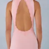 Vestido largo con cuello halter de modal Cataleya en rosa palo