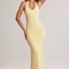 Vestido largo con cuello halter Hallie de modal en color Lemon Sherbet