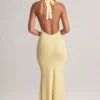 Vestido largo con cuello halter Hallie de modal en color Lemon Sherbet