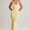 Vestido largo con cuello halter Hallie de modal en color Lemon Sherbet
