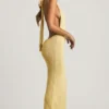 Vestido largo con cuello halter Mirri Bouclé en amarillo