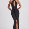 Vestido largo con cuello halter y volantes de Apolline en negro