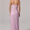 Vestido largo con cuello vuelto y cintura fruncida La Rochette en rosa