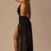 Vestido largo con cuello vuelto y escote pronunciado Anaya en negro