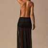 Vestido largo con cuello vuelto y escote pronunciado Anaya en negro